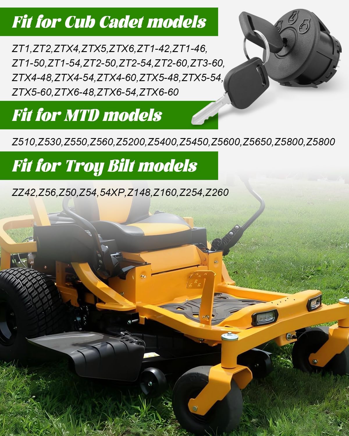 Interruptor encendido con llave para Cub Cadet ZT1 ZT2