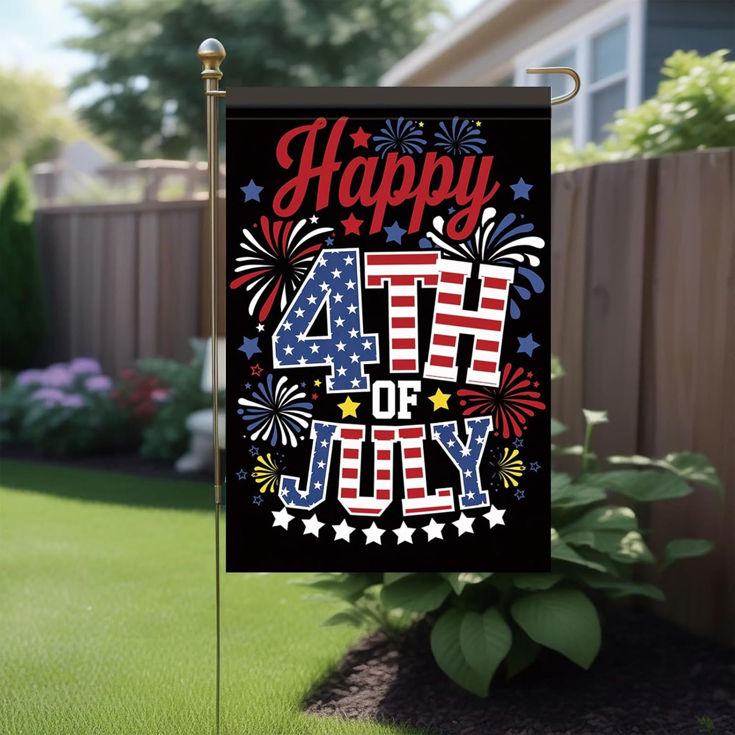 Bandera jardín 12x18pulg doble cara 4 de Julio