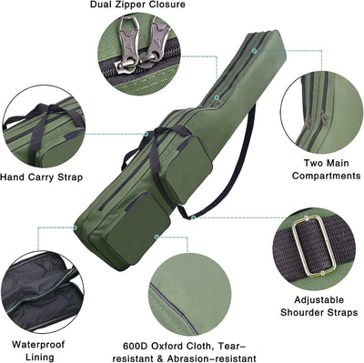 Bolsa caña pesca plegable 4.27ft gran capacidad