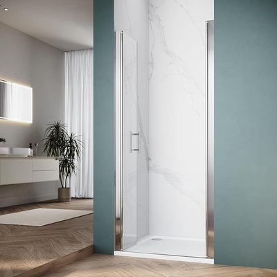 Puerta ducha pivotante 36x75pulg vidrio templado cromado