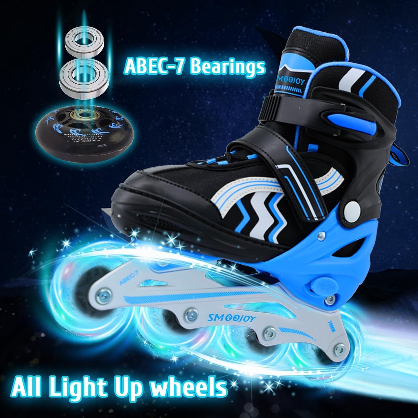 Patines Inline Niños Ruedas Led Marco Aluminio Negro