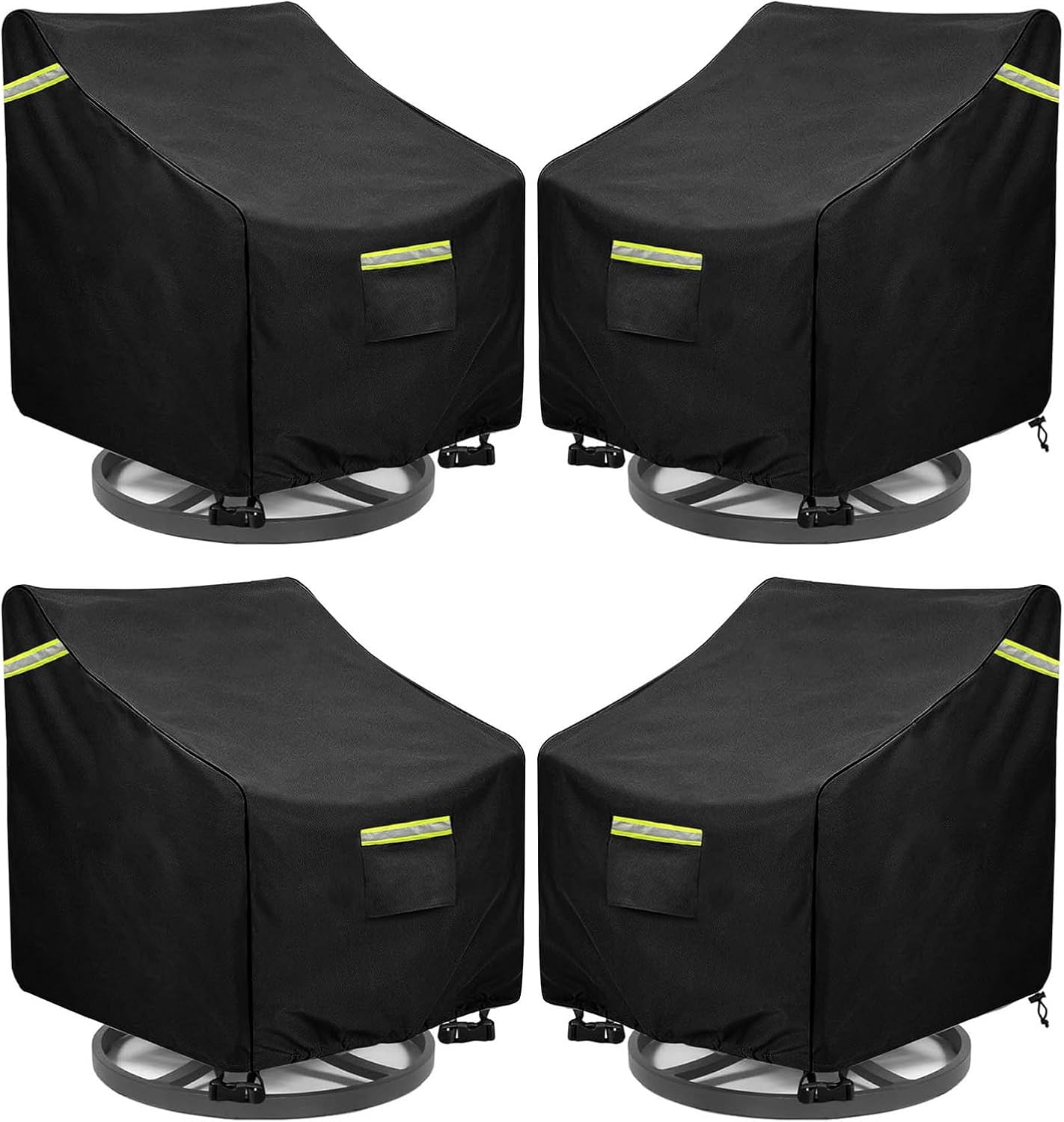4 Fundas Giratorias Sillas Exteriores 32x35x36" Negro