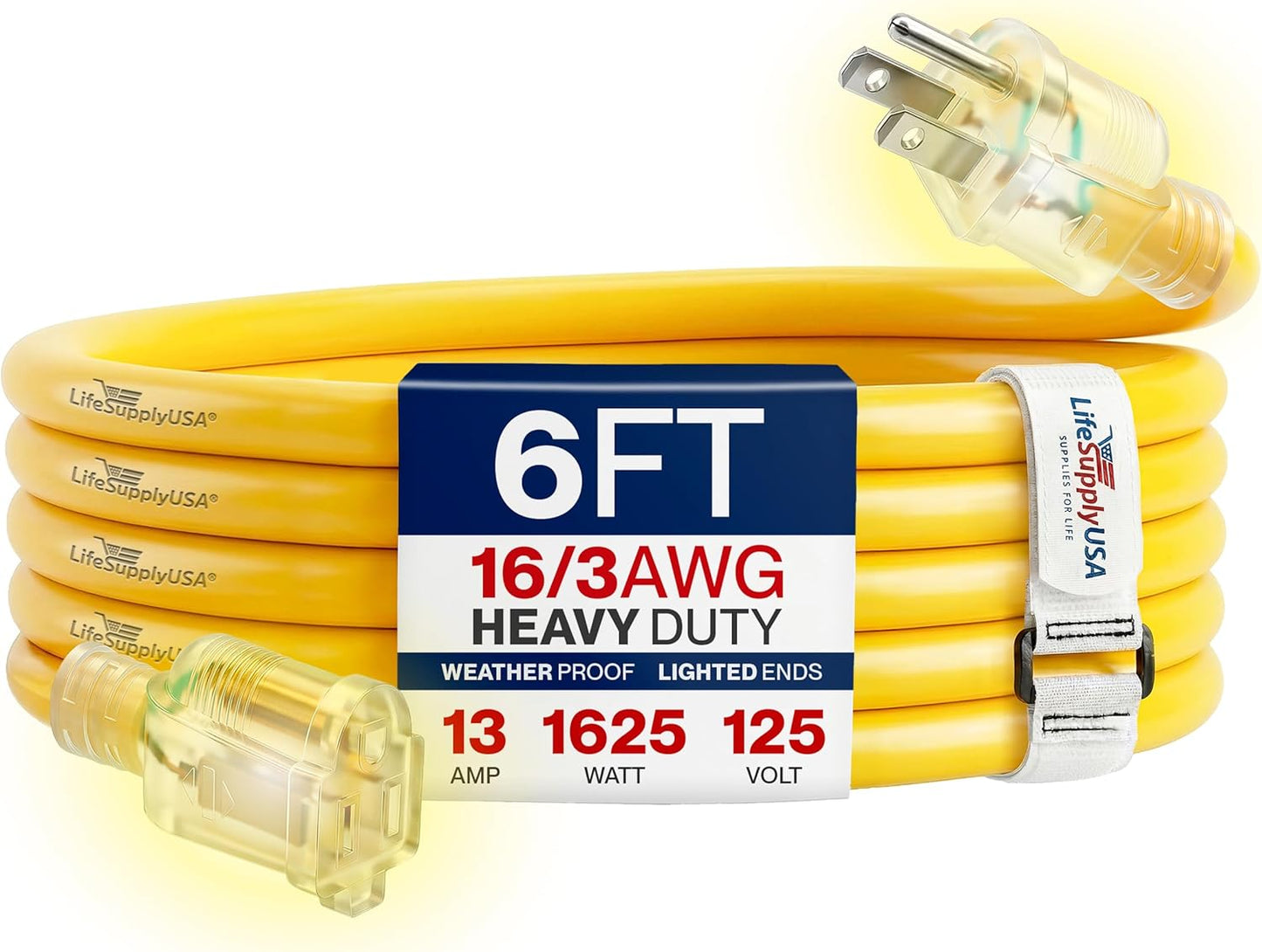 Cable extensión 6ft trabajo pesado 16/3 13A 125V impermeable