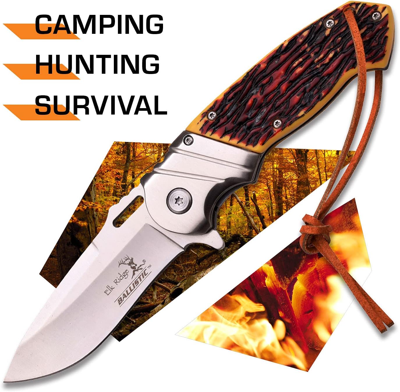Cuchillo plegable acero inox 3.5pulg mango madera caza