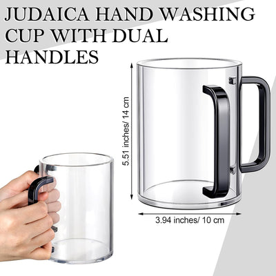 Taza lavado manos acrílico transparente asas dobles 5pulg