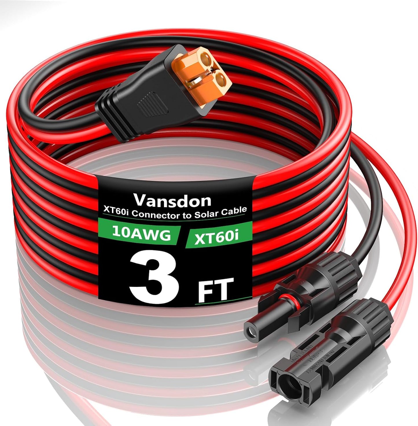 Cable extensión solar XT60i 10AWG 3ft para panel plegable RV