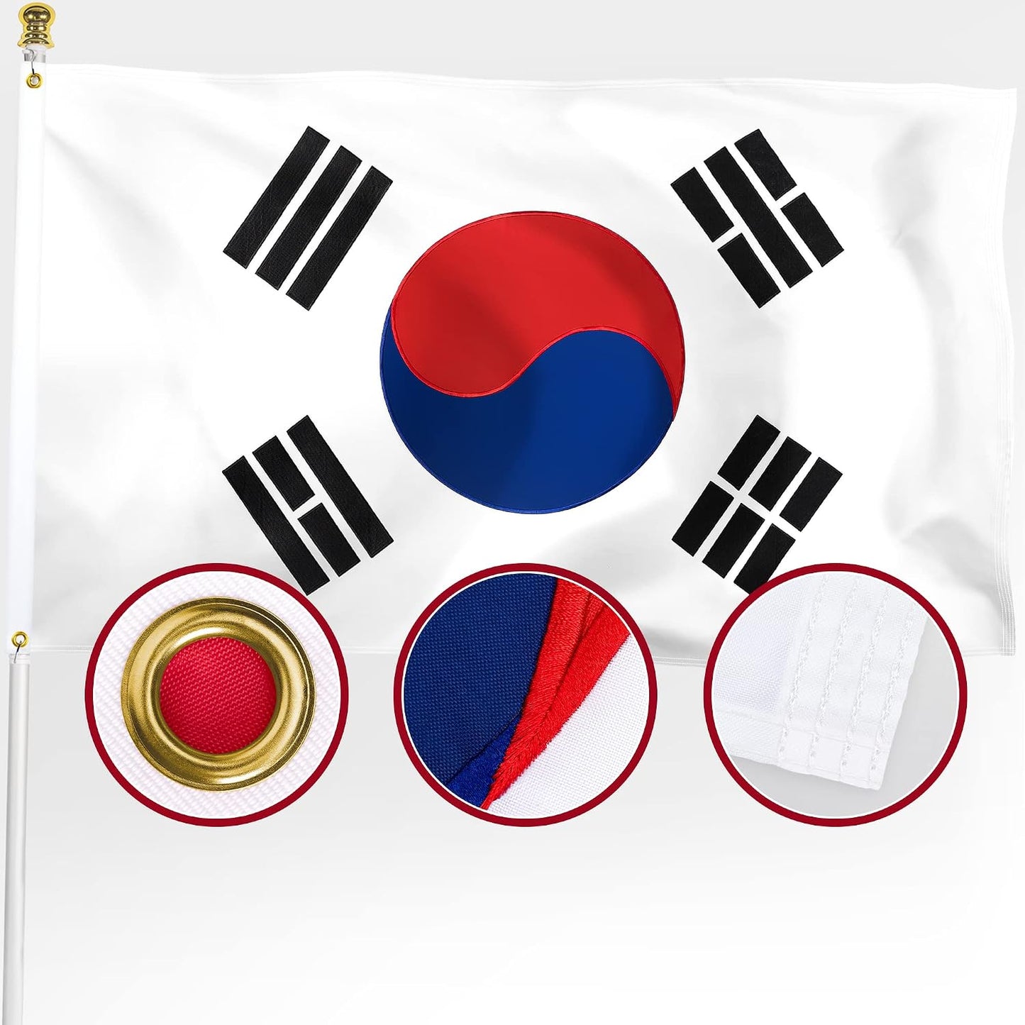 Bandera Corea del Sur 3x5ft doble cara nailon Taegeuk