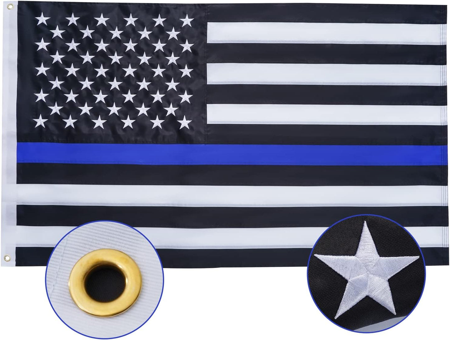 Bandera azul 2x3ft estrellas bordadas poliéster resistente