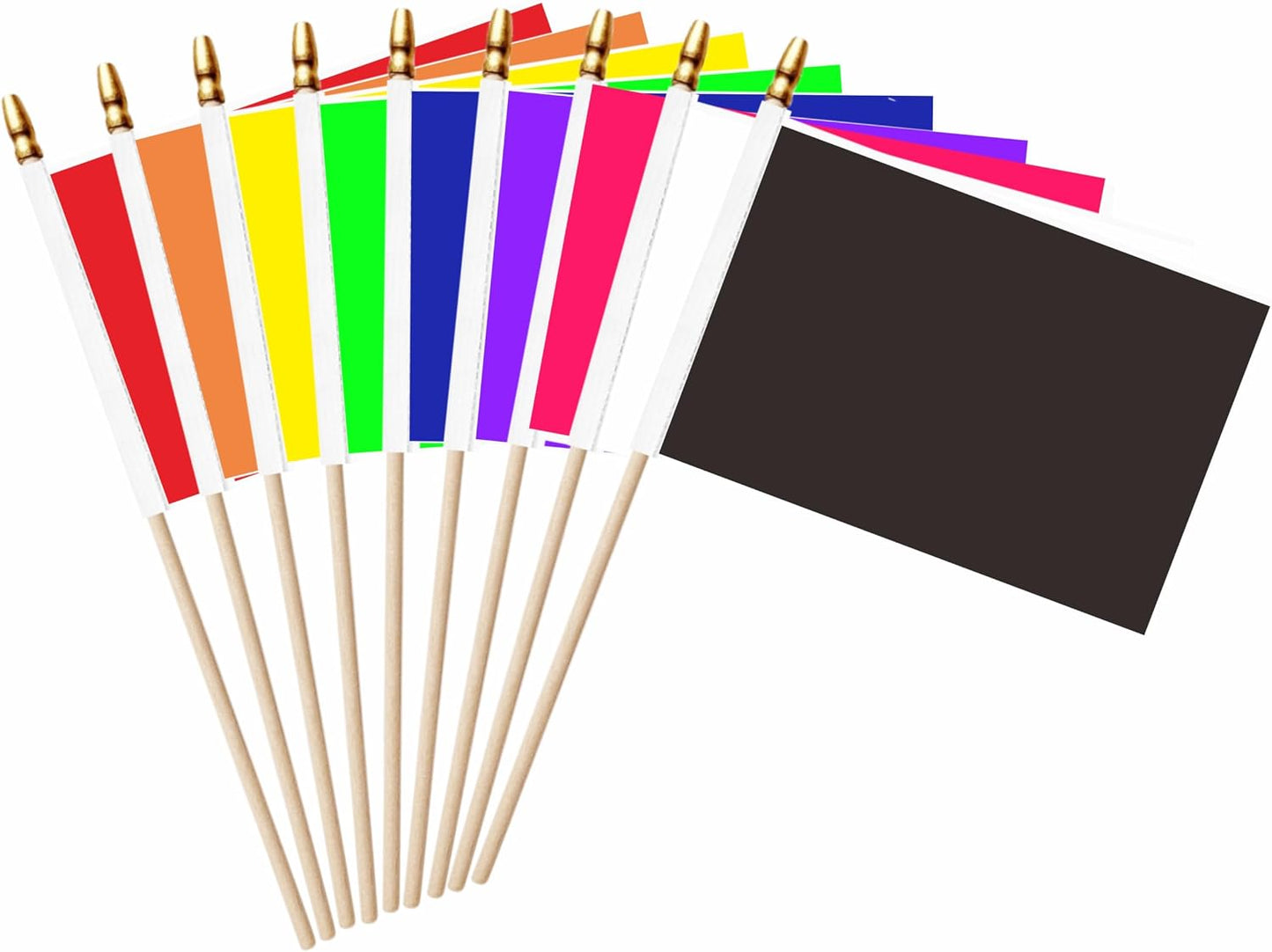 20 Banderas Mini Palo Madera 5x8pulg Colores Sólidos