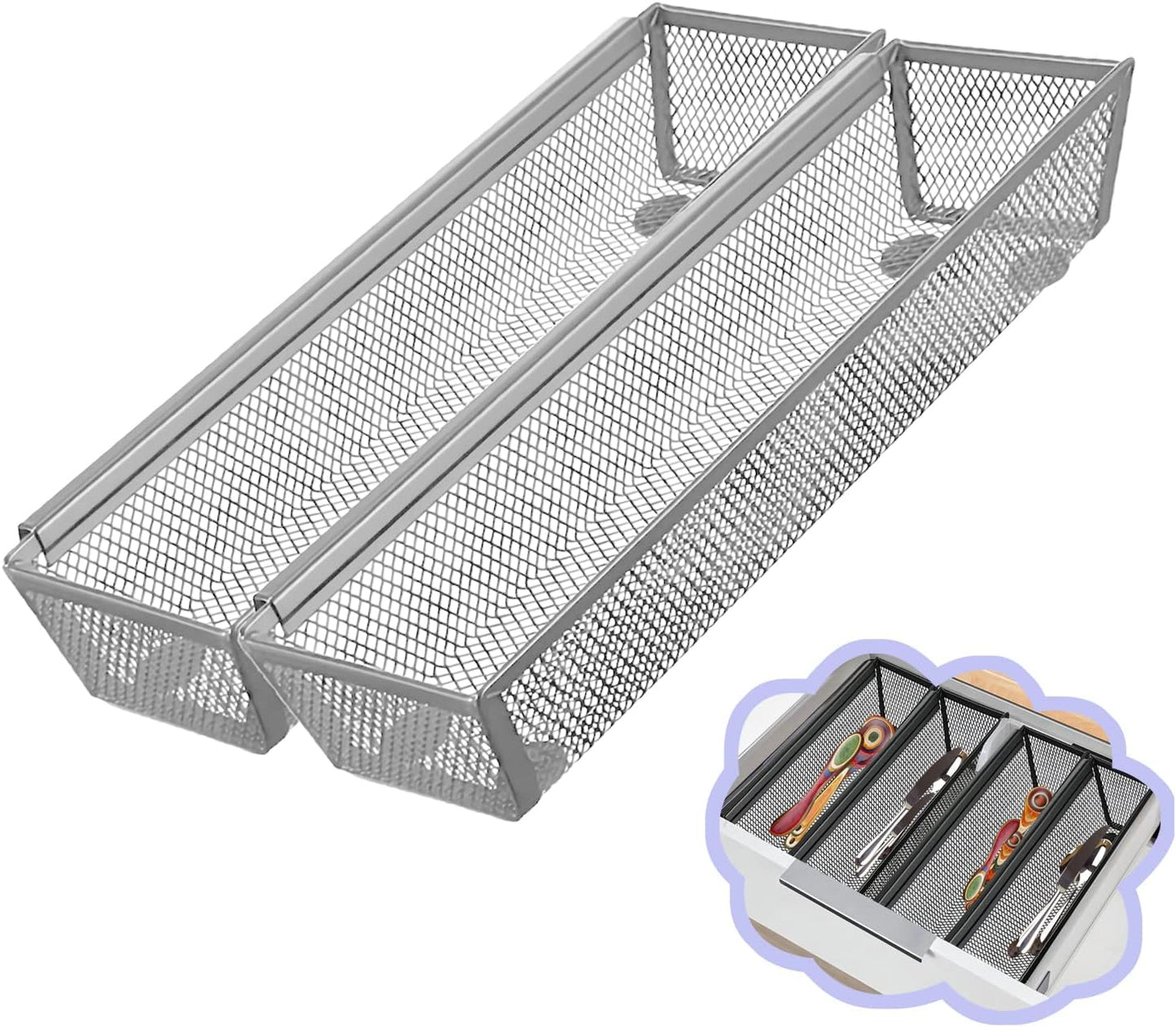 Organiz. cajones malla 12x3x2" gris