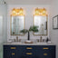 Lámpara cristal pared baño 2 luces color dorado
