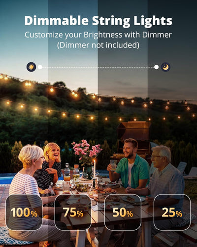 Tira luces LED exteriores 30ft 13 bombillas G40 impermeables