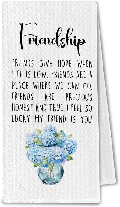 Toalla cocina decorativa hortensias azules regalo amistad