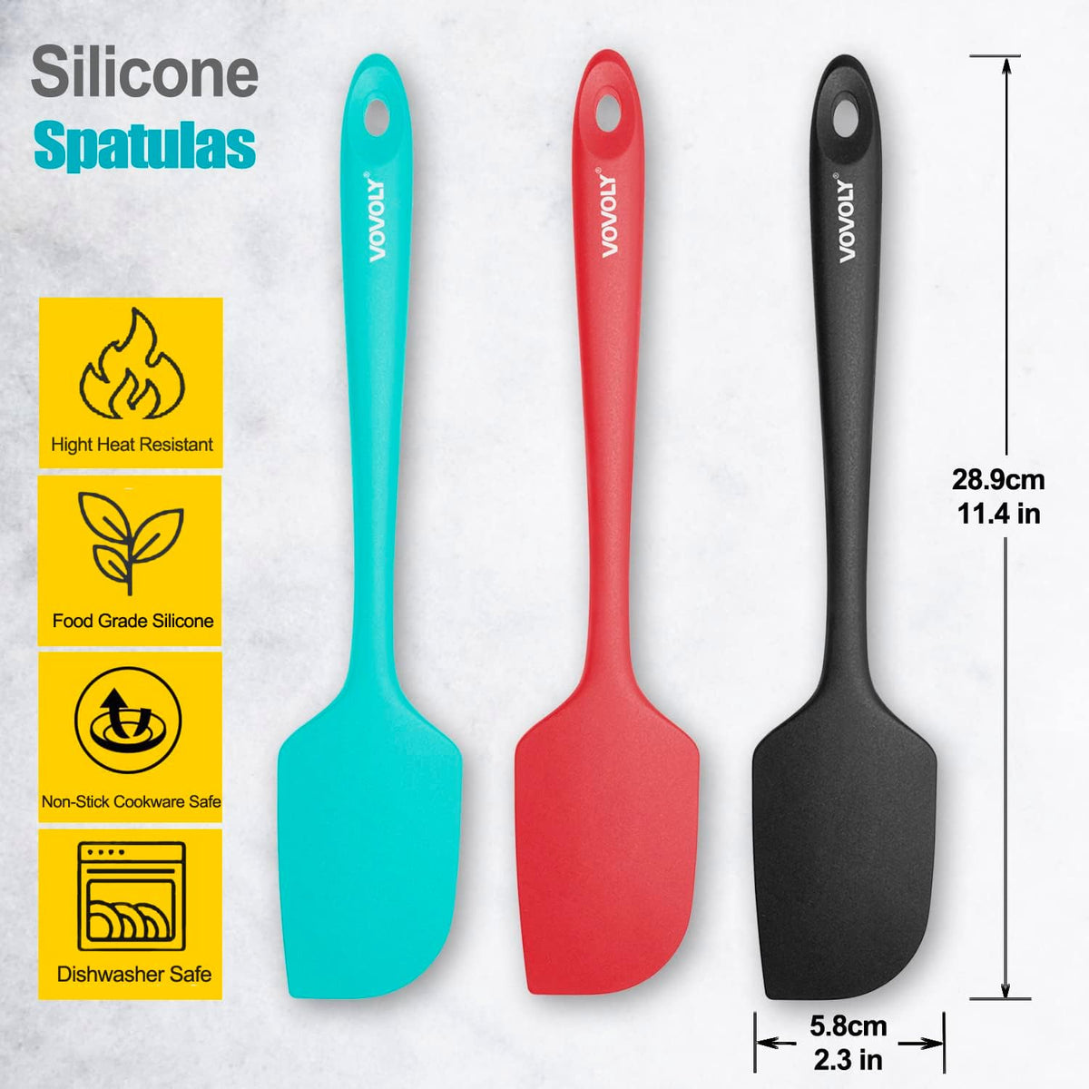 3 Espátulas Silicona Cocina Resistentes 600°F