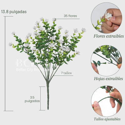 Flores sintéticas UV resistentes para jardín 12 pzas