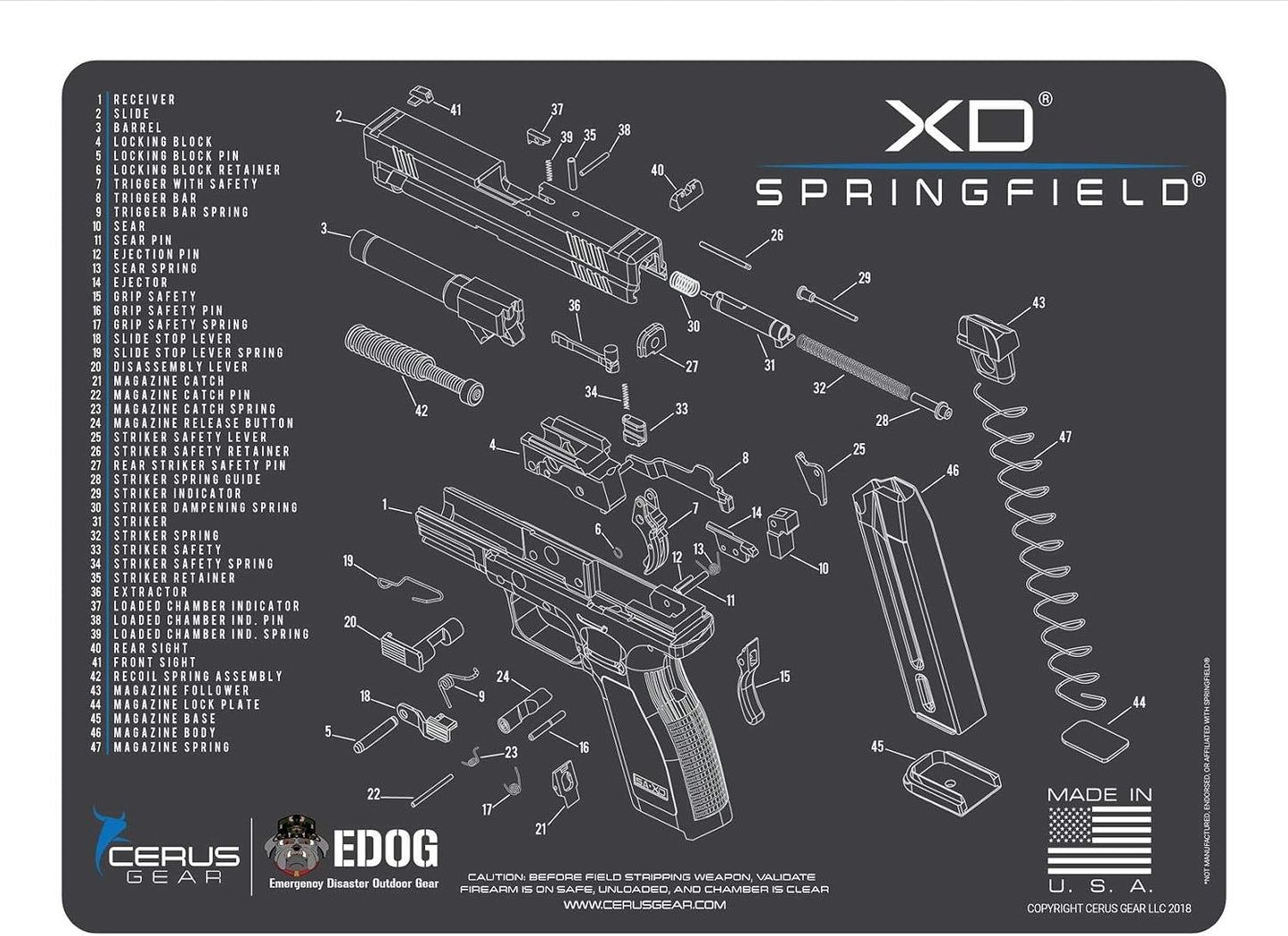 Alfombrilla limpieza comp XD Springfield Armory