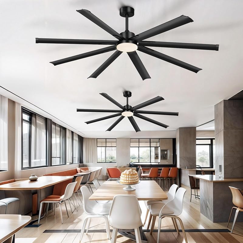 Ventilador techo industrial 80" luz LED control remoto