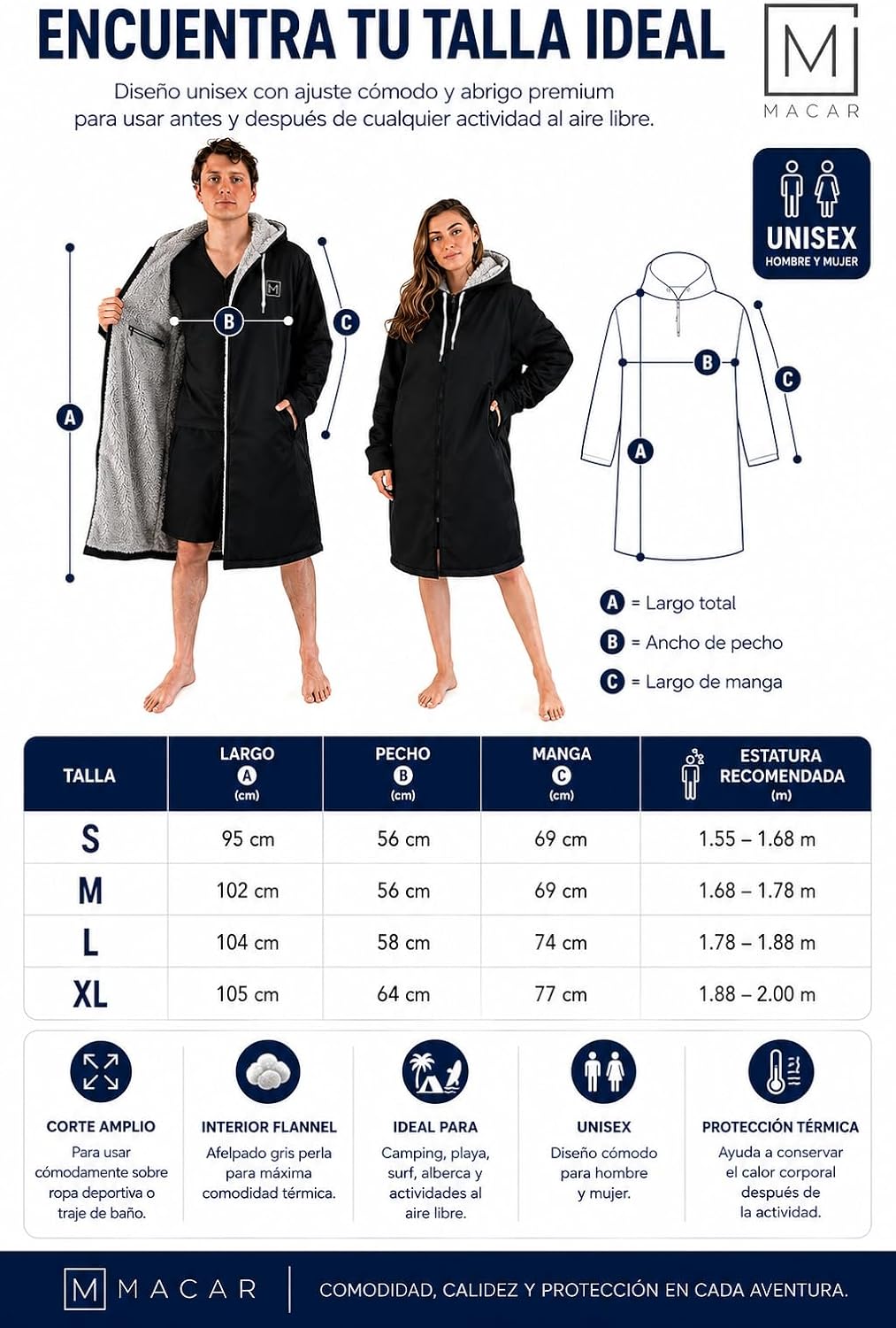 Parka natación impermeable forro polar piscina aire libre