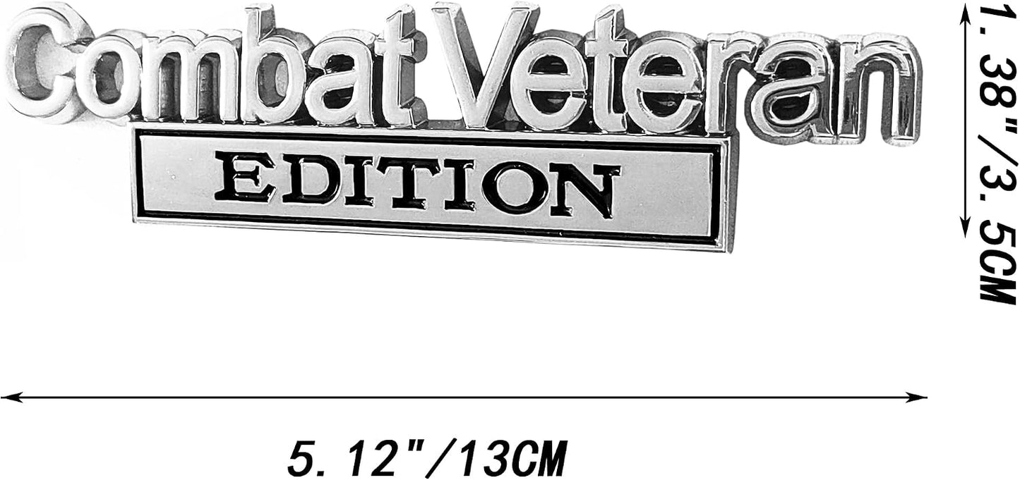Emblema Combat Veteran Edición 2 Pzas Metal Negro Cromo