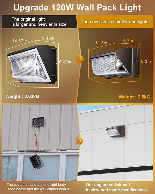 Luz LED pared 120W pack 6 con fotocélula tienda garaje