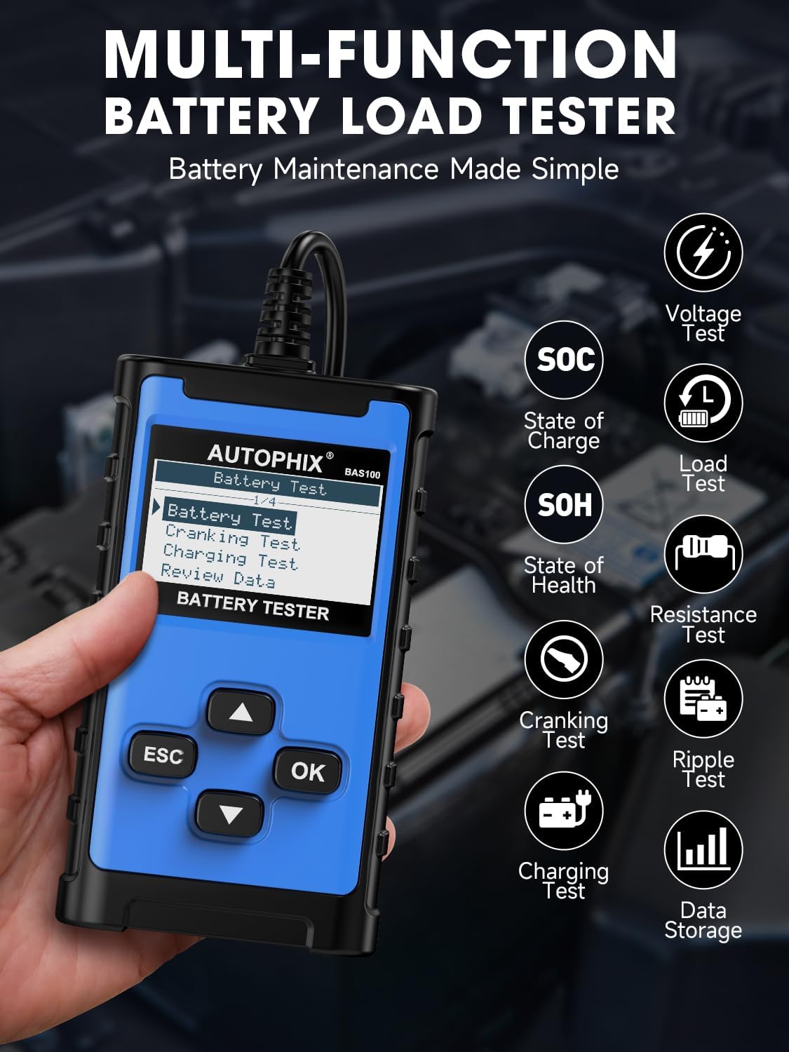 Probador batería coche 12-24V 100-2000 CCA
