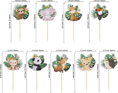 36 Decoraciones Cupcakes Fiesta Bosque Animales Selva Safari