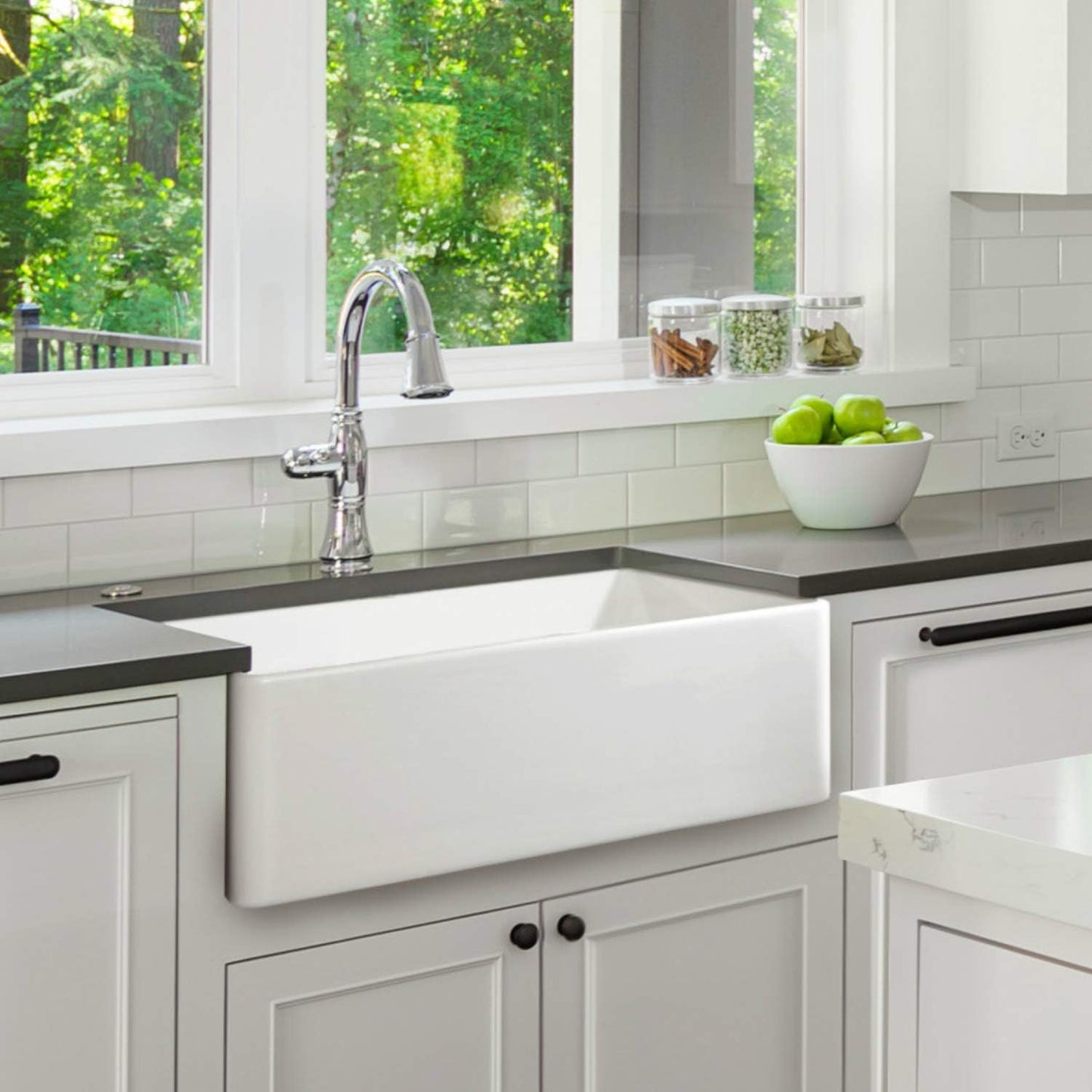Fregadero arcilla refractaria cocina 30pulg blanco