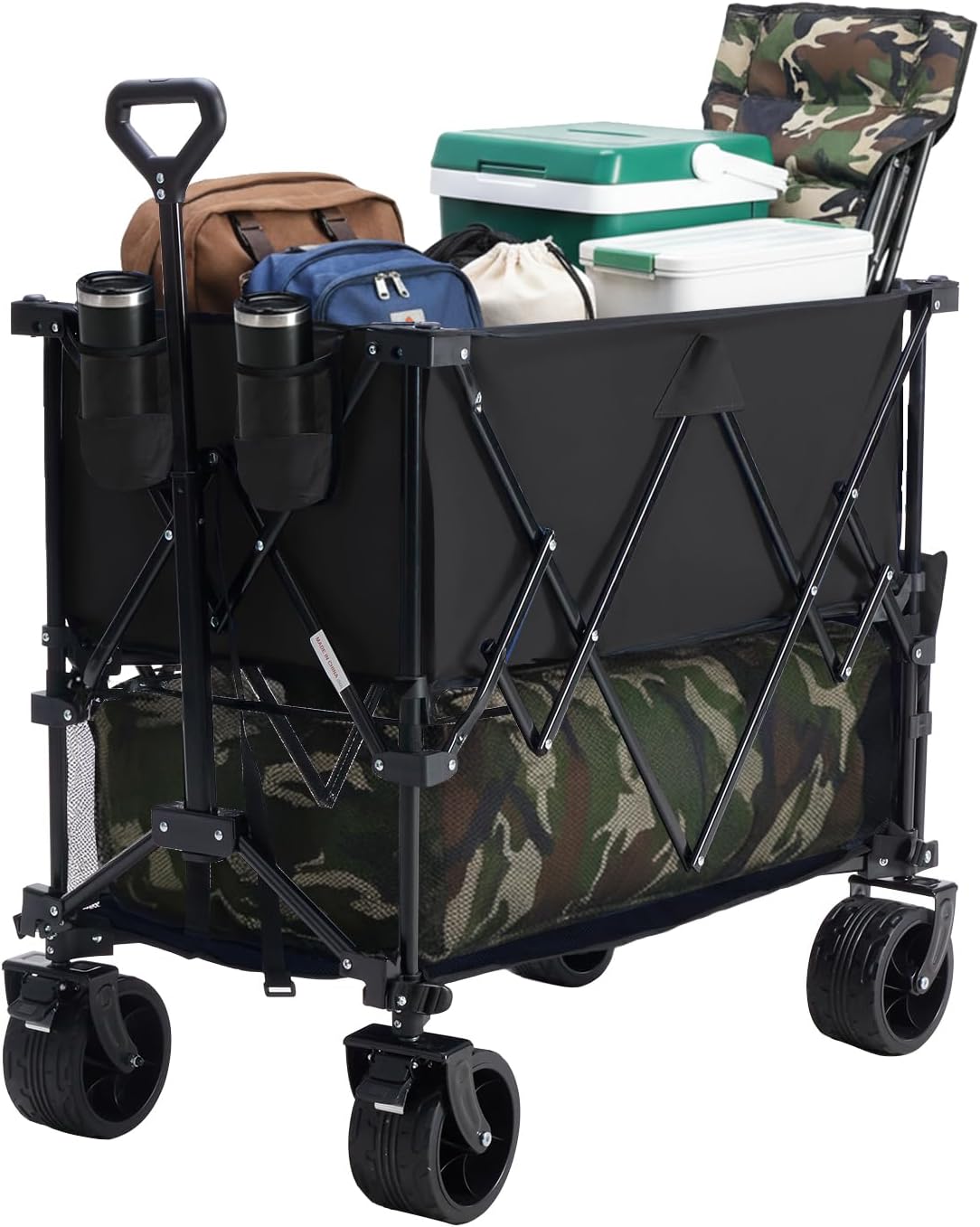 Carro plegable 2 pisos ruedas grandes para comestibles