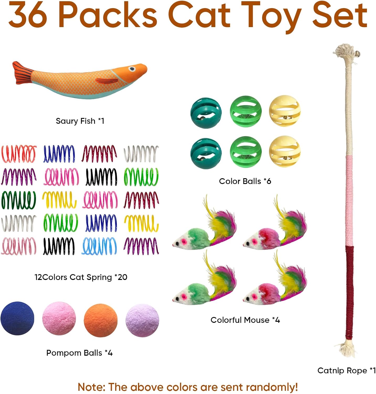 Juego 36 juguetes gatos interactivos 12 colores