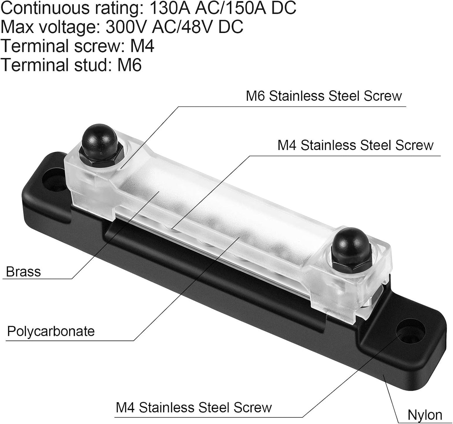 Barra bus 12V 150A con tapa mini bloque coche