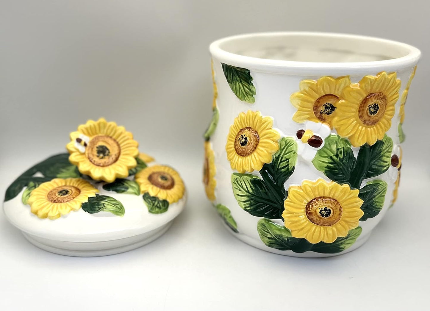 Tarro galletas pintado a mano girasol 3D