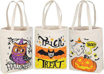 3 bolsas lona blanca Halloween reutilizables 13.75"
