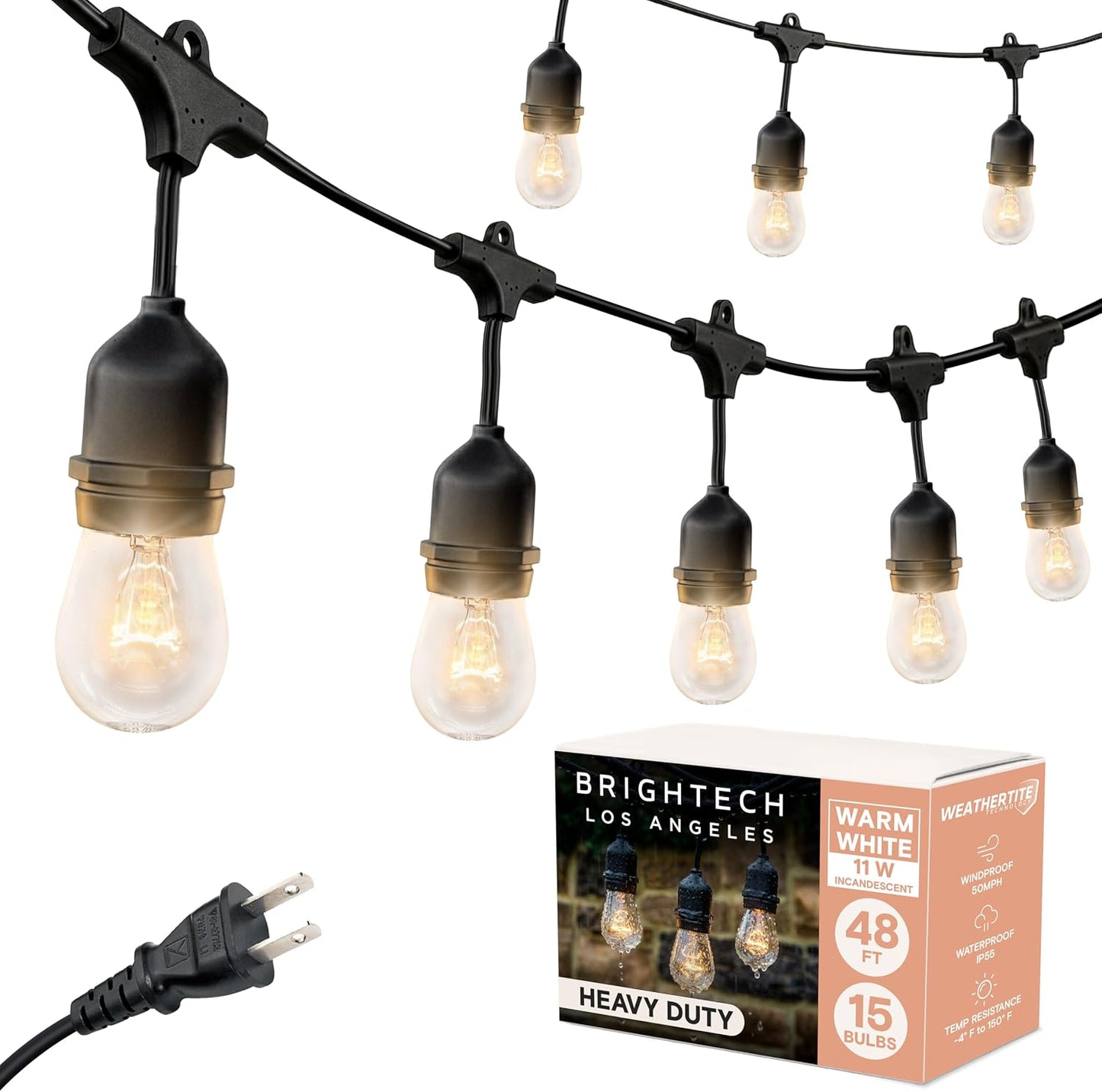 Guirnalda luces exteriores enchufes colgantes vintage
