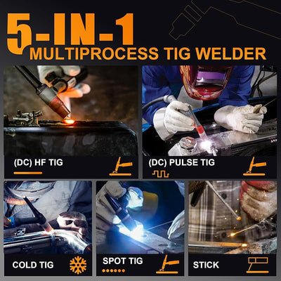 Soldador TIG 200A 5en1 con pantalla LED 110V/220V