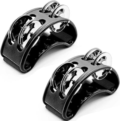 Pack 2 Panderetas Pie Negro Cascabel Metal Adultos