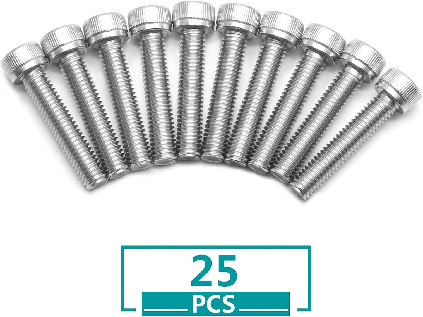 25 Pzas Tornillos M6 Acero Inox 304 Rosca Completa