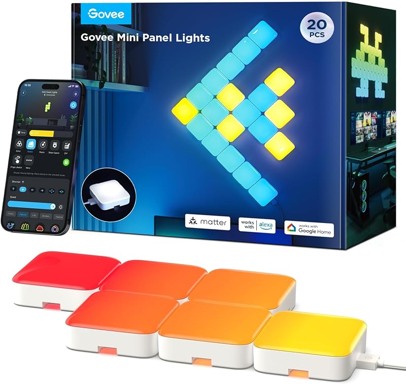 Panel luces RGBIC pared inteligente con Alexa y Google