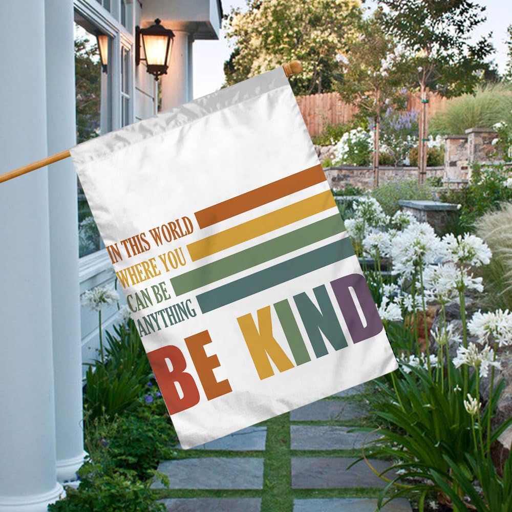 Banderas jardín doble cara 28x40pulg texto inglés arco iris