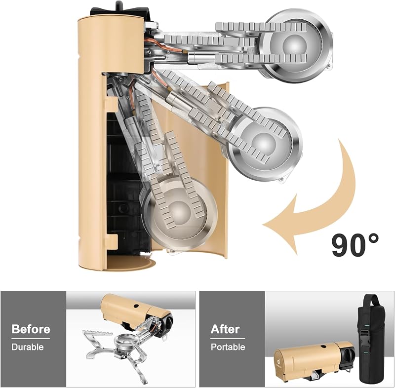 Estufa portátil butano 1400W plegable para camping