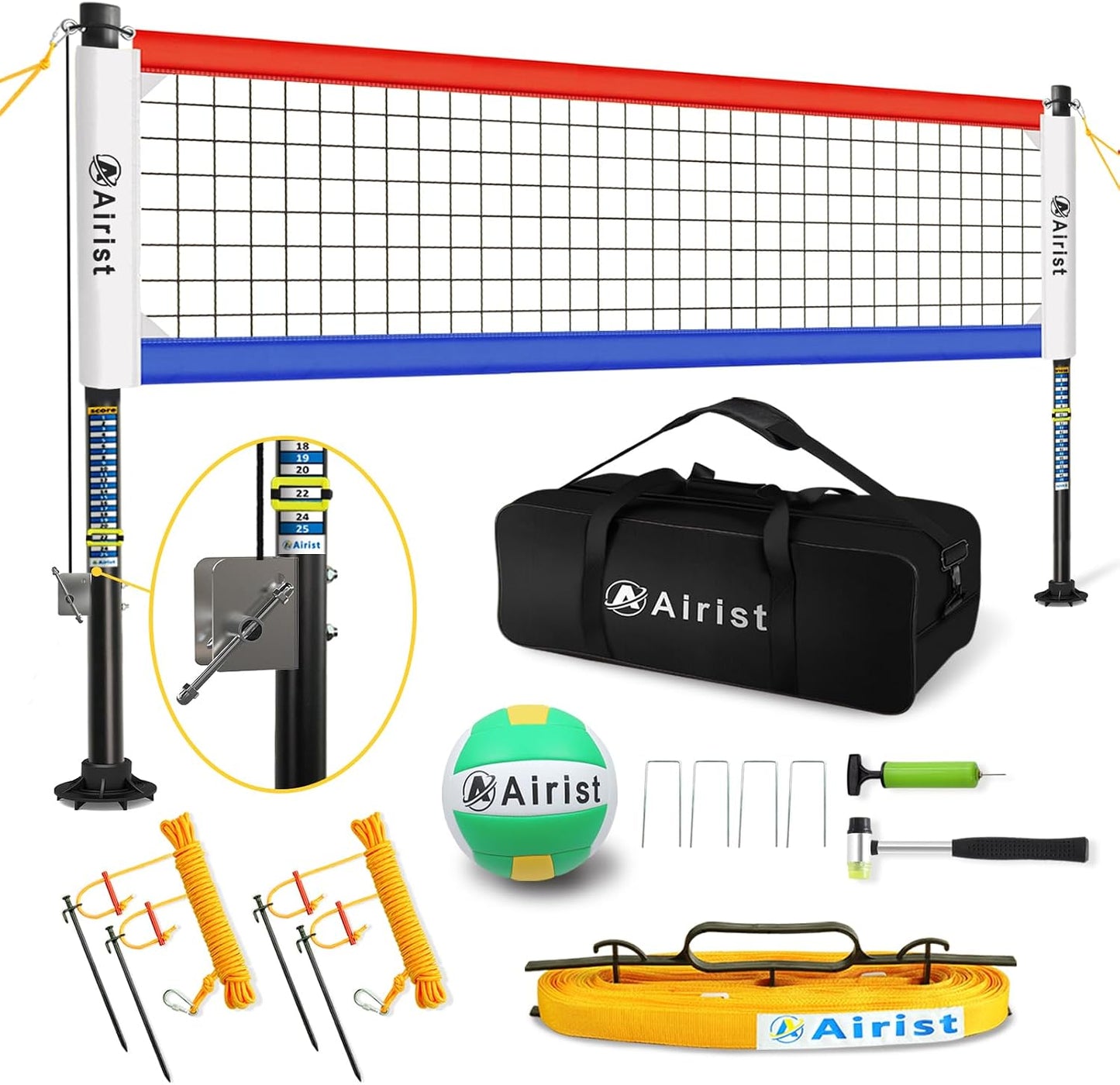 Poste aluminio ajustable para voleibol playa