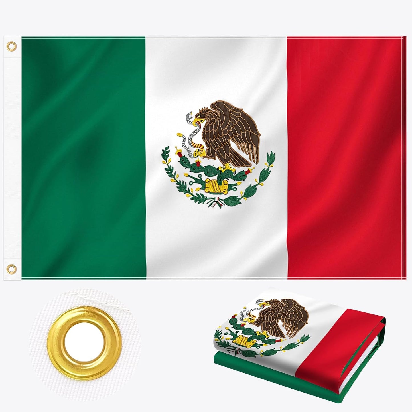 Bandera México 3x5ft tela Oxford 210D resistente