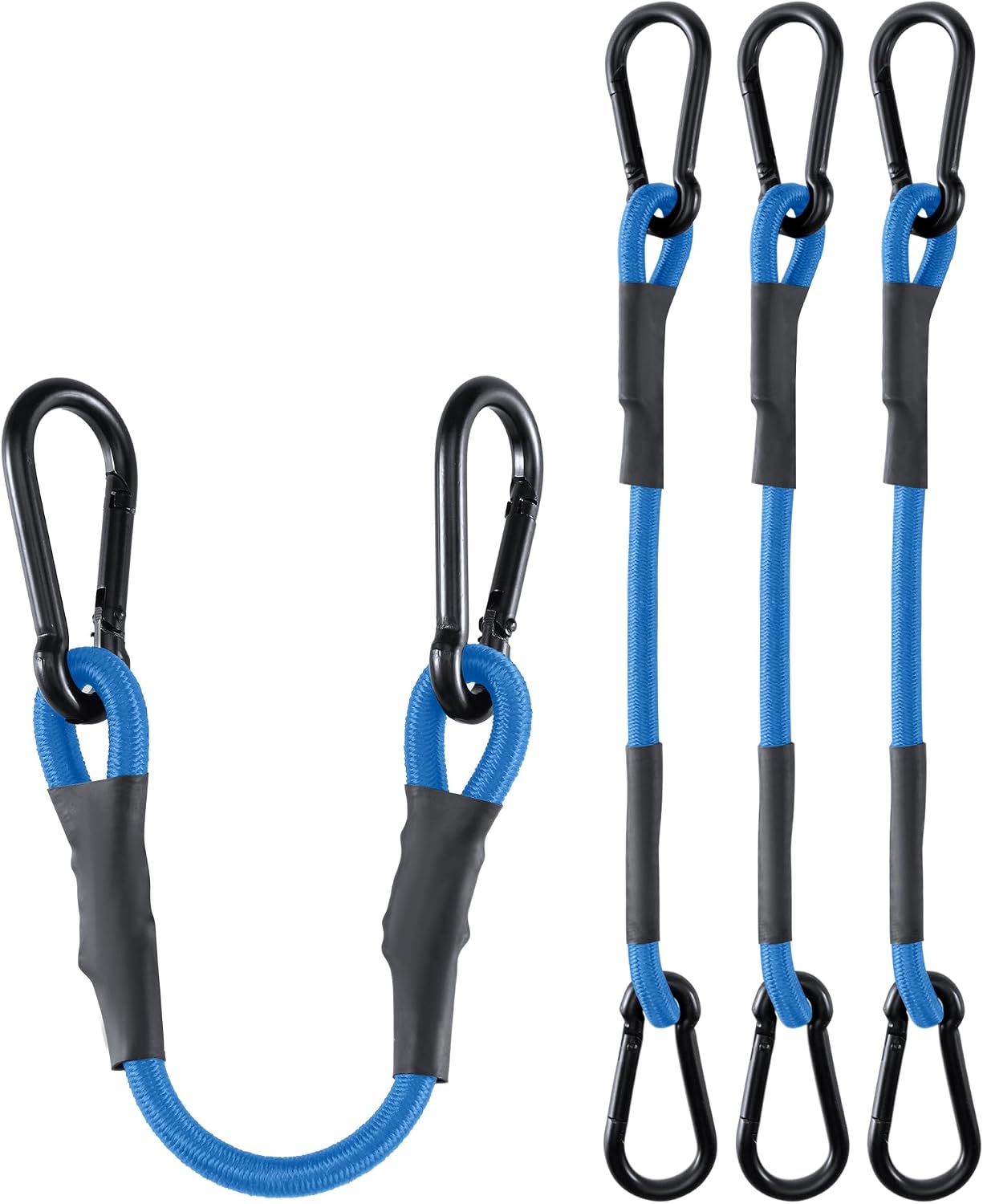8 Cuerdas Elásticas 36pulg Mosquetones 190lb Bicicleta Camping Azul