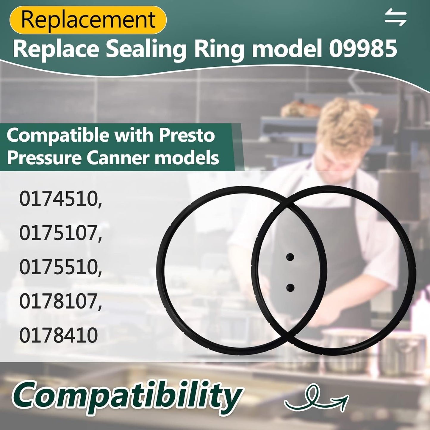 2 Anillos sellado olla a presión Presto 16-23qt con 2 tapones