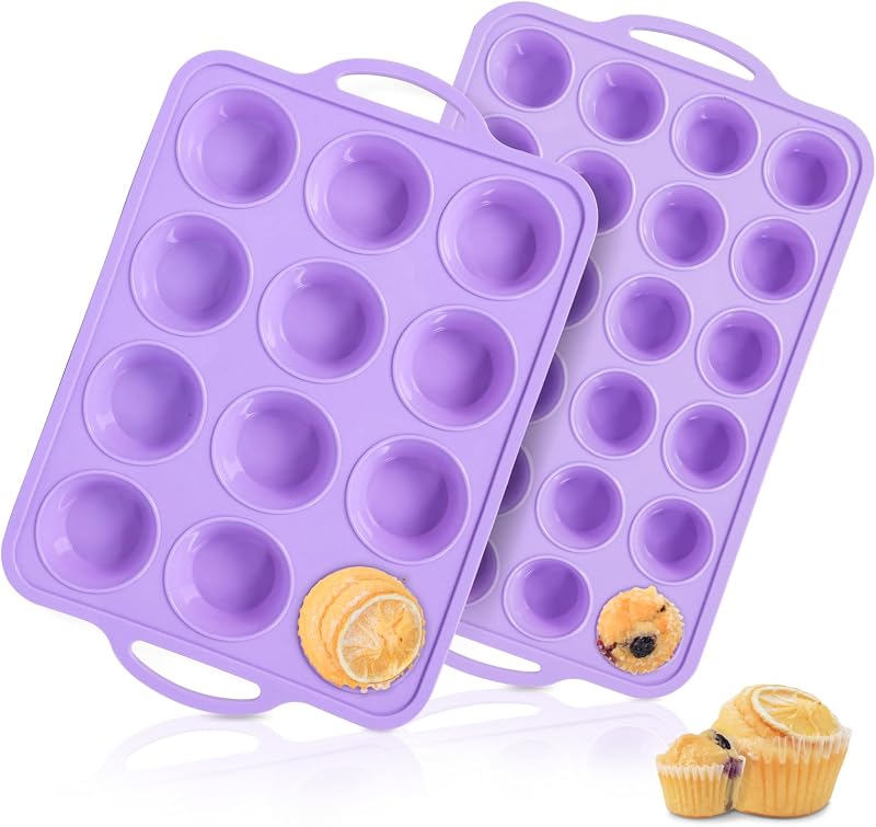 2 Moldes Silicona Magdalenas 12 y 24 Tazas Antiadherente