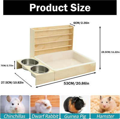 Comedero heno 3en1 con arena para conejos y chinchillas