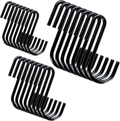 24 Pzas Ganchos en S Negro 2.4x3" para Cocina Baño