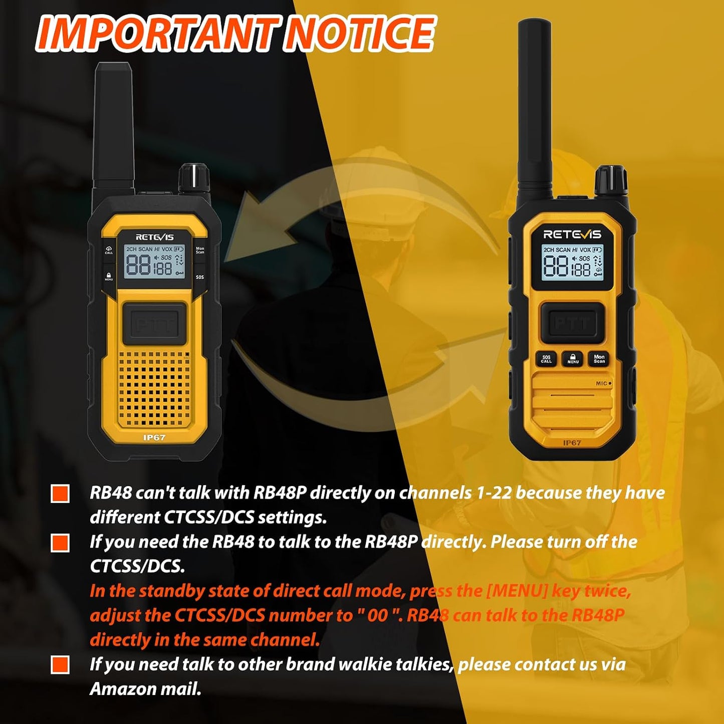 Walkie Talkies IP67 GMRS bidireccional 4 Pzas