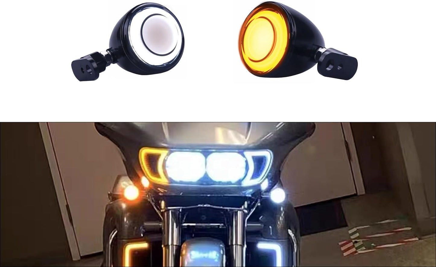 Luces LED ahumadas Switchback para motocicleta Dyna