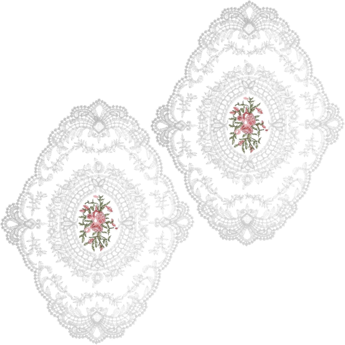 2 Manteles Encaje Blanco para Mesa Bordados Elegantes Retro