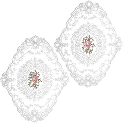 2 Manteles Encaje Blanco para Mesa Bordados Elegantes Retro